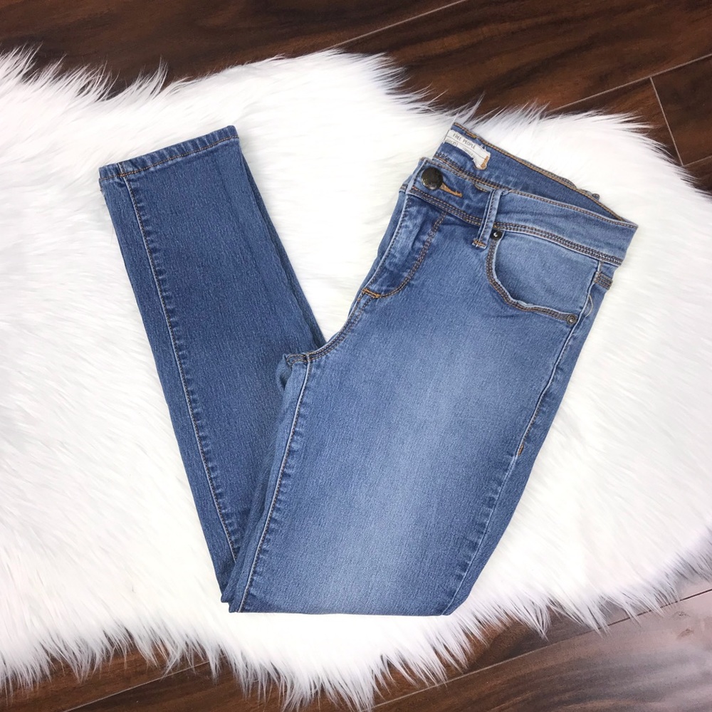 Free People Mid Rise Skinny Jean Light Denim